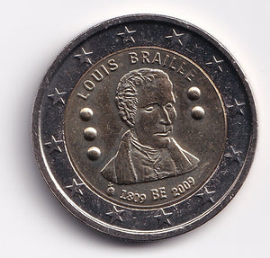 2 Euro 2009 Belgium 'Louis Braille' (AU)